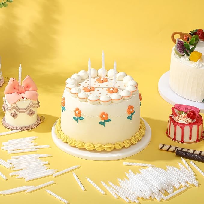MTLEE 288 Pcs Birthday Candles Bulk Spiral Cake Candles for Celebrating Birthday Cake Decorations for Holiday Party Supplies (1 Color)