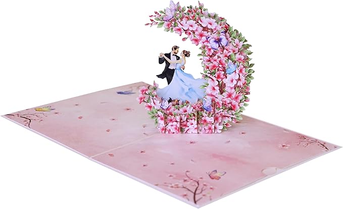 Couple Dancing in the Moon Pop Up Anniversary Cards, 6x8in Wedding Anniversary Card, Valentines Day Card, 3D Romantic Gifts for Her, Him, Husband, Wife, Mom, Dad (Dancing in the Moon).