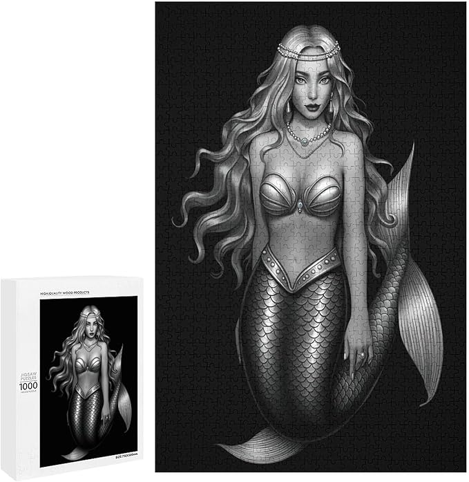 Wooden Jigsaw Puzzles - Pearl Mermaid - 1000 Piece Jigsaw Puzzle for Adults Teenagers and Kids Educational Family Game，Home Decor，Suitable for Puzzle Enthusiasts and Collectors