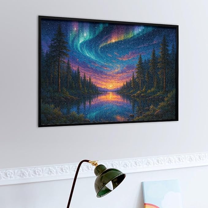 The Quiet Night Forest 1000-Piece Wooden Jigsaw Puzzle, Tranquil Nature Scene, Mindful Relaxation, Stress-Relief Puzzle, Adult Puzzle Hobby, Winter Night Decoration