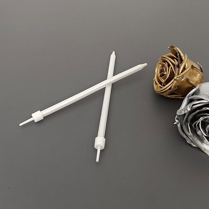 Long Thin Birthday Candles for Cake, Birthday Parties, Wedding Decorations (24, Pearl White)