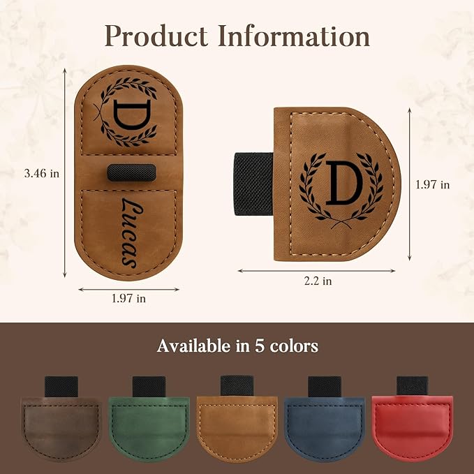 Personalized Bygone Mark Bookmark with Pen Holder,Engraving Leather Magnetic Bookmarks Vintage 26 Letters Name Initials Text Book Marker Clips Gifts for Reading Book Lovers Women (Coffee, A)