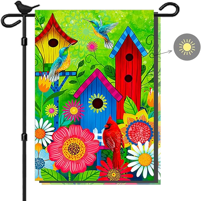 COCJCJ spring summer birds arden flags for outside, Seasonal Farmhouse Yard Flags for Outside decoration