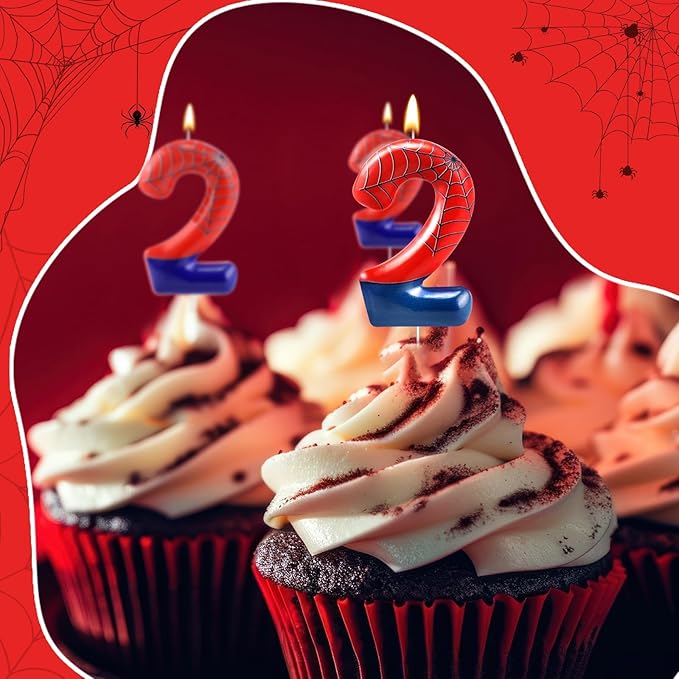 Spider Themed Birthday Candle Number 2 Candle Birthday Cake Candles Party Decoration Cake Topper for Spider Party Decoration Theme Party Supplies (Number 2)
