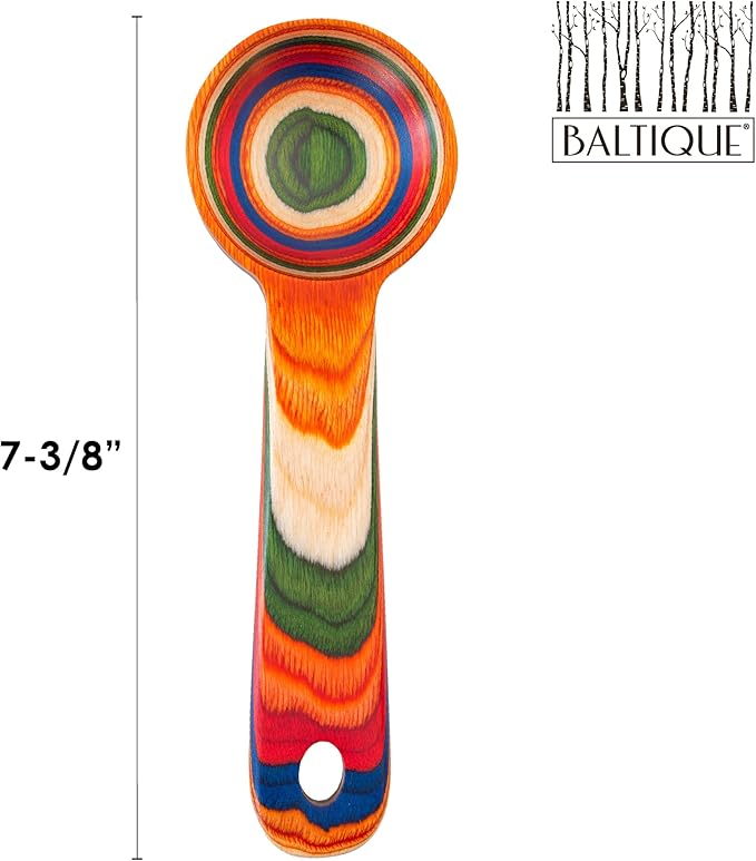 Baltique Marrakesh Collection Wooden Coffee Scoop – Colorful Birch Wood Reusable Scoop for Ground Coffee, Protein Powder & More