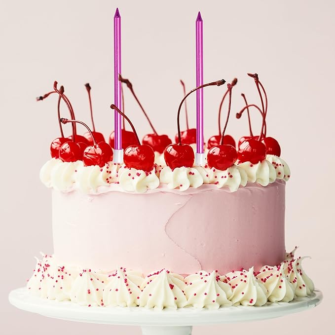 24 Count Pink Metallic Birthday Candles, Cake Candles, Birthday Parties, Wedding Decorations, Party, Candles for Cake, Cake Decorations, Pink Birthday Candles