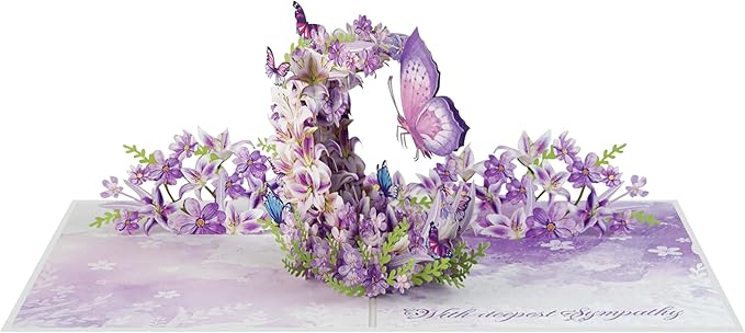 Moon Butterflies Pop Up Sympathy Cards with Envelopes, Sorry for Your Loss Card, Religious Pop Up Sympathy for Loss of Loved one, Mother, Father, Husband (PQ Moon Butterflies)