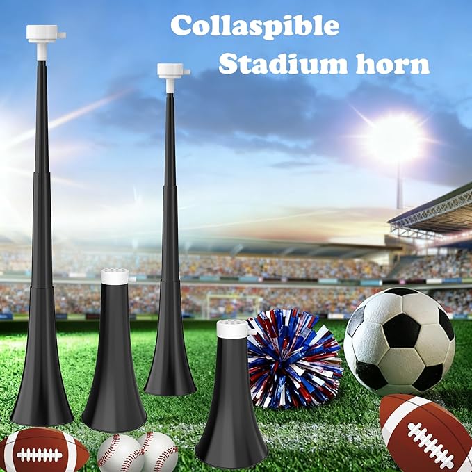 Collapsible Stadium Horn 24 Inch Vuvuzela Noise Makers Plastic Cheering Trumpet Blow Horns Noisemakers for Sporting Events Football Games School Sports Party Supplies Favors Accessories