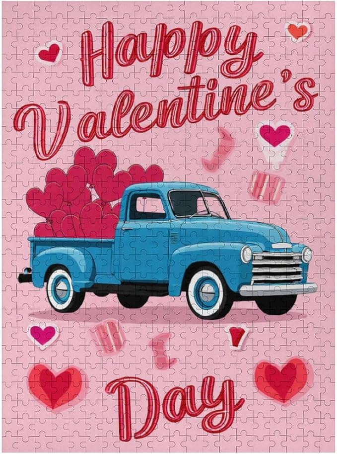 Wooden Puzzle - Happy Valentine's Day Jigsaw Puzzles，Wooden Puzzles for Adults 500 Pieces Challenge Puzzles，Educational Games，Family Puzzles，Unique Gifts for Wall Art