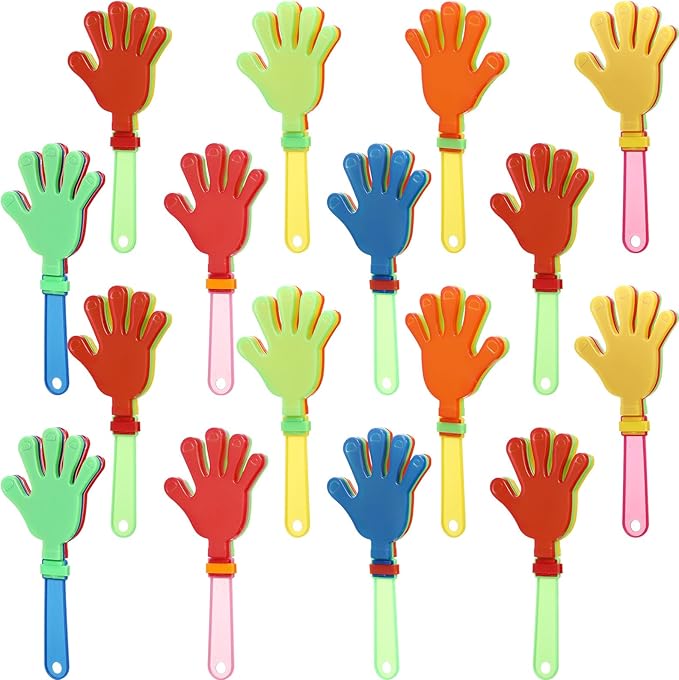 16 Pcs Colorful Hand Clappers 7.5 Inch Clappers Noisemakers Noise Makers Party Favors Plastic Clapper Sporting Events Cheers Ball Dance Basketball Football Noisemakers （Colorful）