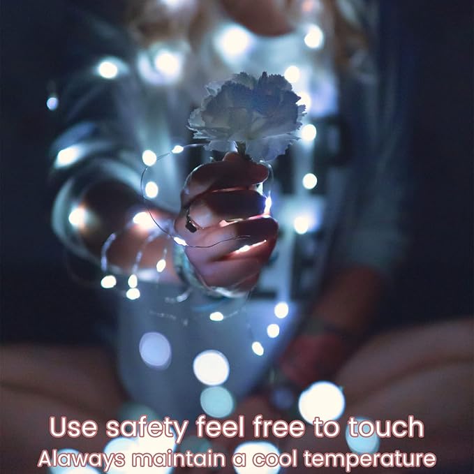 Yiaht 12 Pack Fairy Lights Battery Operated String Lights 7 Feet 20 Led Waterproof Christmas Lights Silver Wire Firefly Starry Moon Lights for Bedroom DIY Party Wedding Patio Christmas White