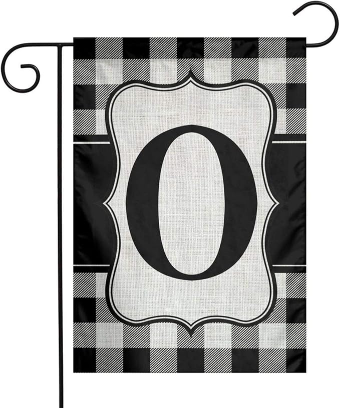 YANGHOME Monogram Initial O Burlap Garden Porch Lawn Flag Farmhouse Decorations Mailbox Decor Welcome Sign 12x18 Inch Small Mini Size Double Sided Flax Nylon Linen Fabric