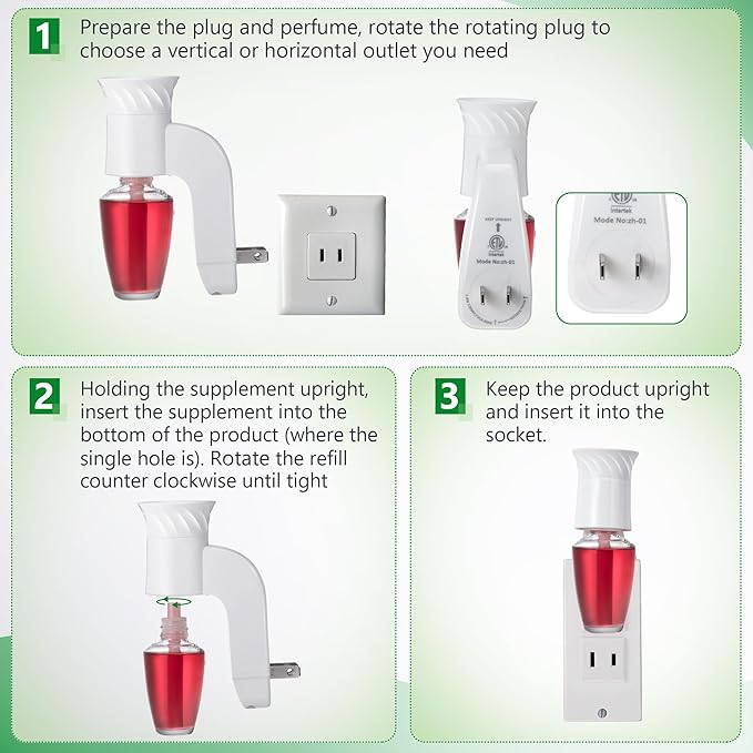 Saillong Wall Fragrance Plug in with Night Light Compatible with Bath and Body Works WallFlower Fragrance, with Rotary Plug Design Essential Oil Diffuser Plug for Home, Office (4 Pack)