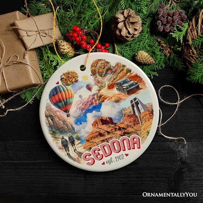 Breathtaking Sedona Landmarks Handmade Ornament, Vintage Arizona Travel Christmas Souvenir