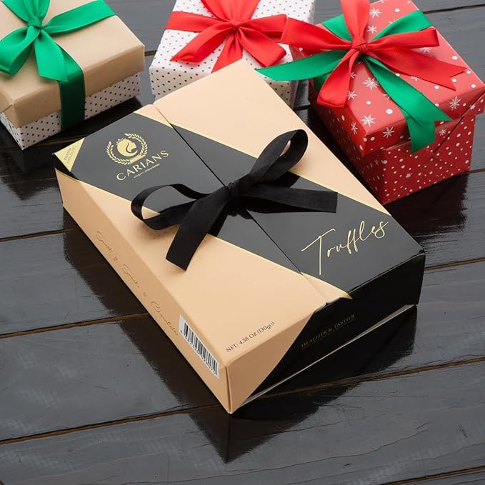 CARIANS Chocolate Gourmet Truffles Box, Chocolate Gift Box, Box of Candy, Assorted Luxury Chocolate Basket, Dark, Milky, Hazelnut Truffles, Holiday Chocolate, Valentine's Day, Great for Gift Giving and Anniversary