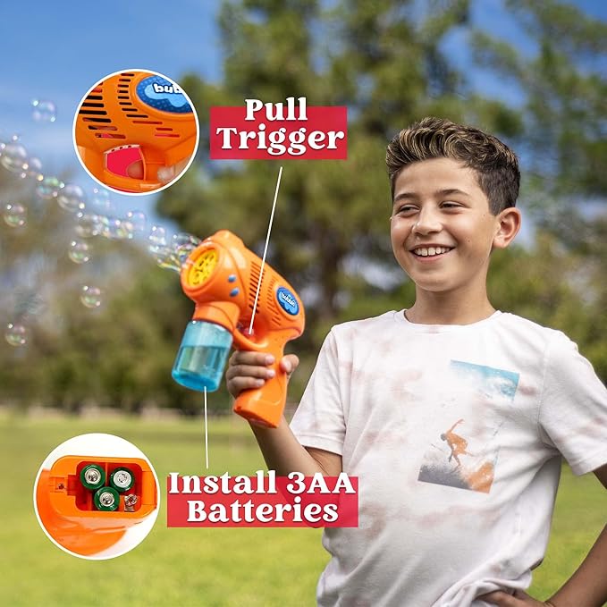 JOYIN 3 Bubble Guns Kit with 3 Solutions for Kids, Bubble Blaster for Summer Toy, Party Favors, Birthday, Outdoor & Indoor Activity, Birthday Gift