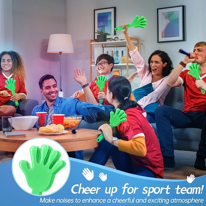 12 Pcs Lime Green Hand Clappers 7.5 Inch Clappers Noisemakers Noise Makers Party Favors Plastic Clapper Sporting Events Cheers Ball Dance Basketball Football Noisemakers（Lime Green）