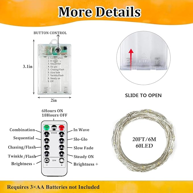 4Pack 80FT 240LED Christmas Fairy Lights Battery Operated with Remote & Timer | 8 Modes Twinkle String Lights Battery Powered Indoor Outdoor Waterproof for Bedroom Wedding Christmas Décor