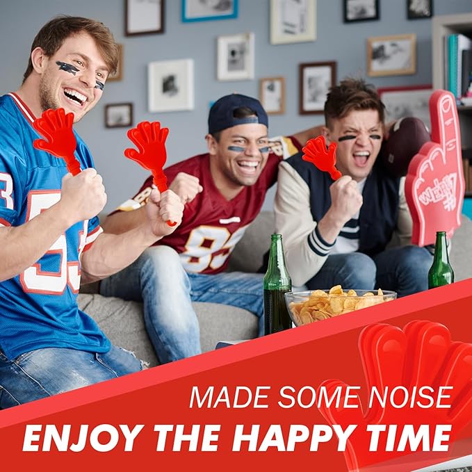 20 Pcs Hand Clappers Noisemakers 7.5 Inch Clappers Noisemakers Plastic Hand Clappers for Birthdays Game Football Sporting Events Cheers Supplies Dance Basketball Football Noisemakers(Red)