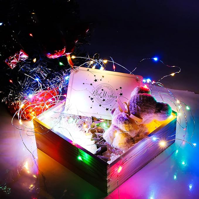 Yiaht 12 Pack Fairy Lights Battery Operated String Lights 7 Feet 20 Led Waterproof Christmas Lights Silver Wire Firefly Starry Moon for Bedroom DIY Party Wedding Patio Christmas Multicolor