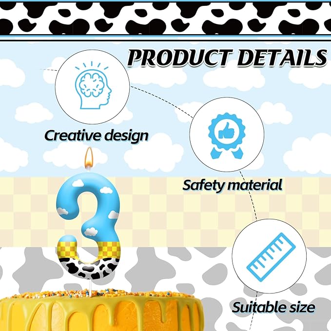 Toy Inspire Game Story Birthday Candles for Kids -Toy Themed Cake Topper Decorations,Party Supplies for Children's Birthday Celebrations(Number 3)