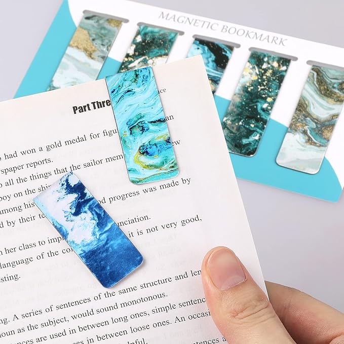 15 Pieces Bookmarks, Magnetic Bookmarks for Women, Men, Book Lovers, Page Markers for Students Teachers Reading (Multi Ocean)