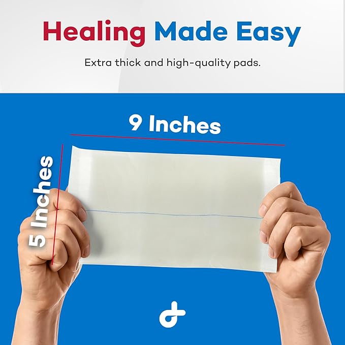 Dealmed Abdominal Combine Pads 5"x9" (20-Pack) Sterile Individually Wrapped, ABD Pads, Absorbent, Non Adherent for Wound Care, Drainage, First Aid, 20/Box (1 Pack)