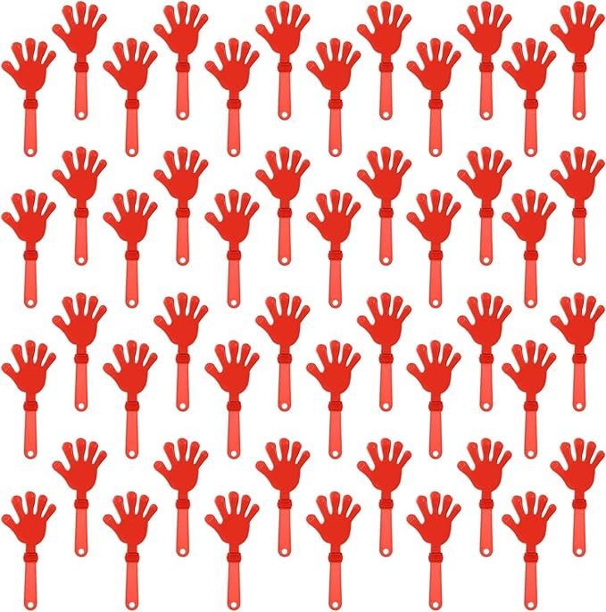 100 Pieces Coral Red Hand Clappers 7.5 Inch Clappers Noisemakers Noise Makers Party Favors Plastic Clapper Sporting Events Cheers Ball Dance Basketball Football Noisemakers （Coral Red）
