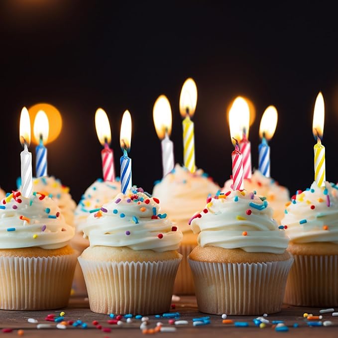 MTLEE 288 Pcs Birthday Candles Bulk Spiral Cake Candles for Celebrating Birthday Cake Decorations for Holiday Party Supplies (4 Color)