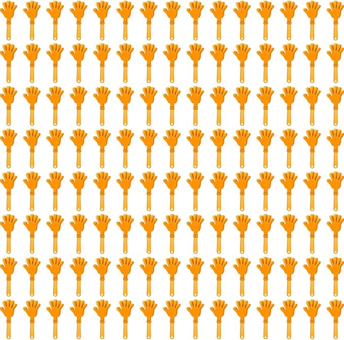 120 Pcs Orange Hand Clappers 7.5 Inch Clappers Noisemakers Noise Makers Party Favors Plastic Party Clapper for Sporting Events Cheers Ball Dance Basketball Football Noisemakers（Orange）