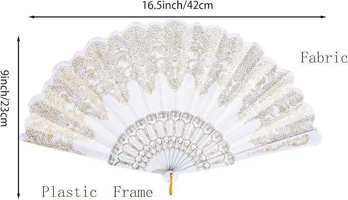 QIRMIZI 30 Pack Folding Handheld Fans,Silk Spanish Fan, Perfect for Weddings, Parties, and Dancing,White