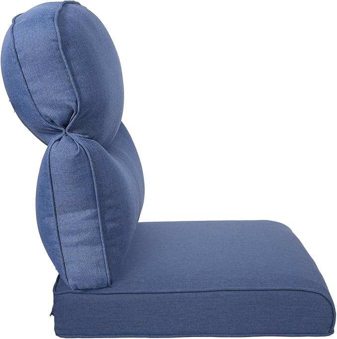 Pop 22x25/22x24 Outdoor Cushions for Patio 5 Piece Set - Set of 5 Water-Resistant Replacement Cushion for Wicker Rocking Swivel Chairs Loveseat Couch Sectional Sofa - Navy Blue/Smile