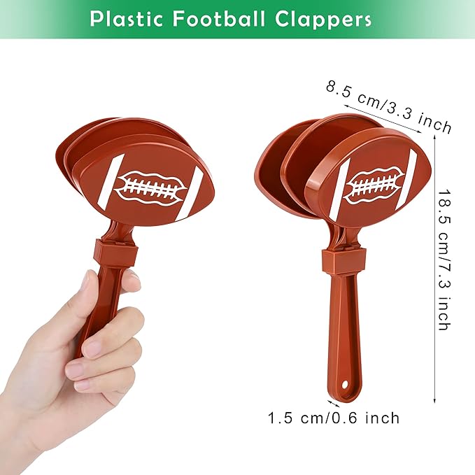 Elcoho 24 Pack Plastic Football Clappers Football Noise Makers Hand Clappers Football Match Accessories Noisemakers for Football Events Party Cheer Supplies