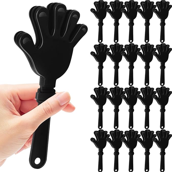 20 Pcs Hand Clappers Noisemakers 7.5 Inch Clappers Noisemakers Plastic Hand Clappers for Birthdays Game Football Sporting Events Cheers Supplies Dance Basketball Football Noisemakers(Black)
