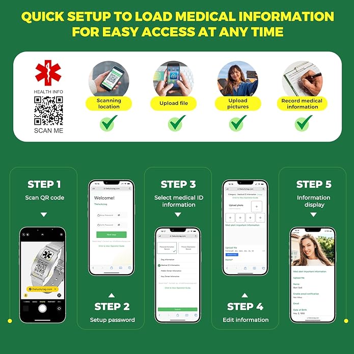 Upgraded Medical Bracelets Men Women with QR Code Medical Alert ID Bracelets - Titanium Steel Wristband Fits Wrists Up 8''-10'' - More Space Custom Emergency Med ID Info