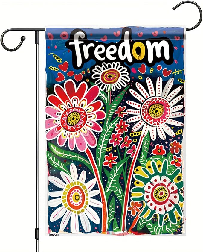 Startlit Patio Summer Spring Garden Flag 12x18 Inch Double Sided Floral Freedom Colorful Flowers Garden Flag House Holiday Outside Decoration Seasonal Rustic Yard Lawn Outdoor Flag
