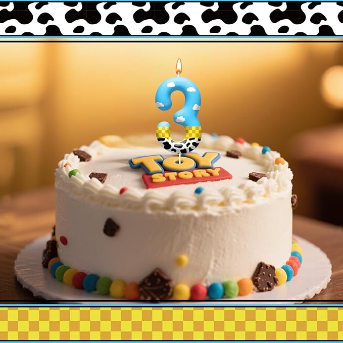 Toy Inspire Game Story Birthday Candles for Kids -Toy Themed Cake Topper Decorations,Party Supplies for Children's Birthday Celebrations(Number 3)