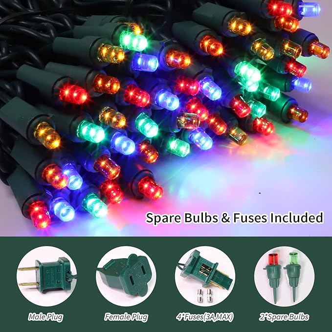 LAMPHOME 100 Count Multicolor- String Lights - 21.6FT LED Christmas Light, Mini led for Indoor Outdoor Home Holiday Party Wedding Independence Day Decoration