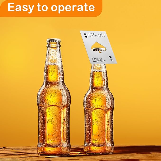 6PCSPersonalized Bottle Openers Credit Card Size, Groomsmen Best Man Gifts for Wedding Bachelor Party, Stainless Steel Beer Bottle Opener