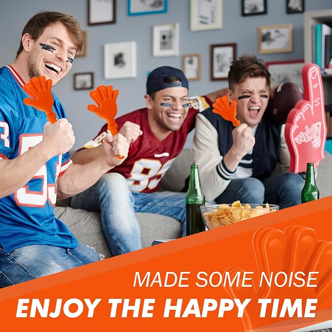 20 Pcs Hand Clappers Noisemakers 7.5 Inch Clappers Noisemakers Plastic Hand Clappers for Birthdays Game Football Sporting Events Cheers Supplies Dance Basketball Football Noisemakers(Orange)