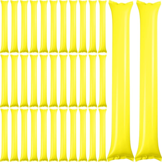 Thunder 150 Pcs Yellow Sticks Team Spirit Boom Sticks Cheering Noise Makers Plastic Cheerleading Spirit Stick Bam Inflatable Noisemakers Cheer Noisemakers Stick for Football Game Party Sport Events