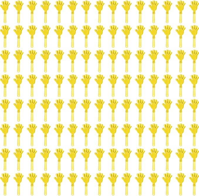 120 Pcs Sunburst Yellow Hand Clappers 7.5 Inch Clappers Noisemakers Noise Makers Party Favors Plastic Clapper for Sporting Events Cheers Ball Dance Basketball Football Noisemakers （Yellow）