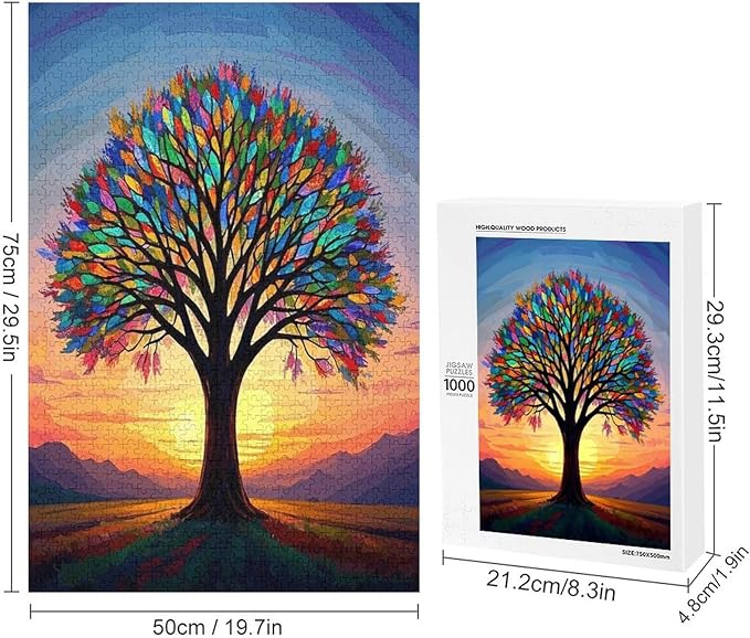 Jigsaw Puzzles for Adults 1000 Piece - Colorful Tree Themed Wooden Puzzles，Unique Gifts for Wall Art ，Funny Puzzles，Stress Relief Games，Puzzle Games Challenge Puzzles