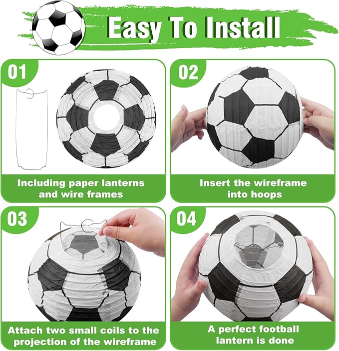 20 Pack 8 Inch Soccer Ball Paper Lantern Party Favors Indoor Soccer Ball Paper Lantern Hanging Table Centerpiece for Copa America 2026 World Cup Birthday Sport MLS Theme Concacaf Party Decorations