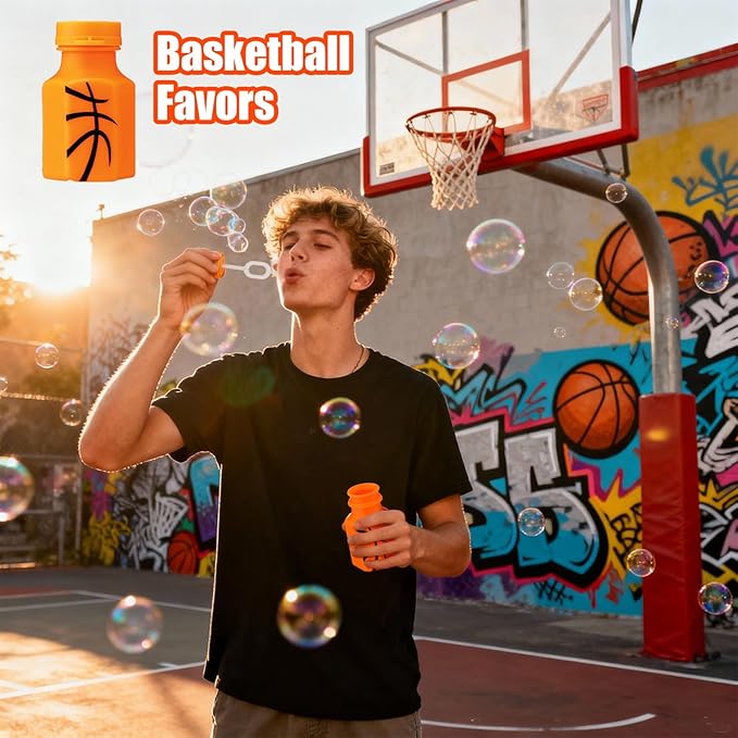 24 Pack Bulk Basketball Bubble Wands Basketball Party Favors Sports Ball Theme Birthday Party Supplies Goodie Bag Stuffers Supplies Decorations