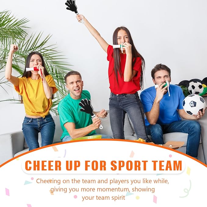 24 Pcs Hand Clappers 7.5 Inch Plastic Clappers Noisemakers Party Favors Clapping Noise Maker Birthdays Game Prizes Classroom Rewards Football Sporting Events Cheers Supplies (Black,White)
