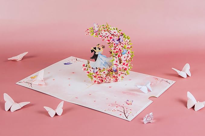 Couple Dancing in the Moon Pop Up Anniversary Cards, 6x8in Wedding Anniversary Card, Valentines Day Card, 3D Romantic Gifts for Her, Him, Husband, Wife, Mom, Dad (Dancing in the Moon).