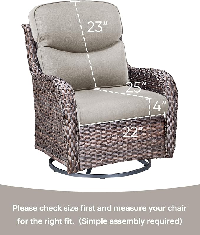 Pop 22x25/22x24 Outdoor Furniture Cushions Set of 6 - Comfortable Patio Chair Cushion for Rattan Wicker Dining Rocking Swivel Chairs Loveseat Couch L-Shape Sectional Sofa - Beige/Smile