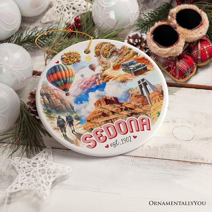 Breathtaking Sedona Landmarks Handmade Ornament, Vintage Arizona Travel Christmas Souvenir