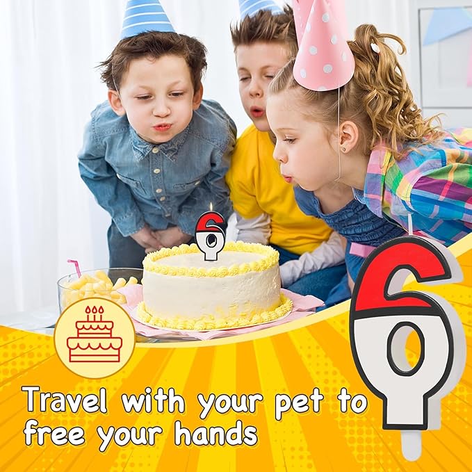 Number 6 Candle Cartoon Red and White Birthday Cake Candle Numeral Birthday for Cartoon Animated Birthday Decoration Party Supplies (Number 6)